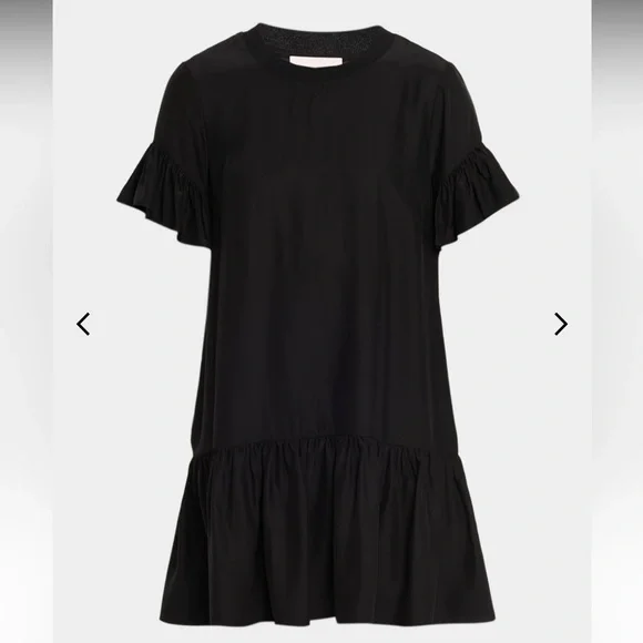 Cinq à Sept Leilah Silk Mini Dress Black Ruffle Flounce Dropped Waist Sz S NWT - Picture 16 of 16